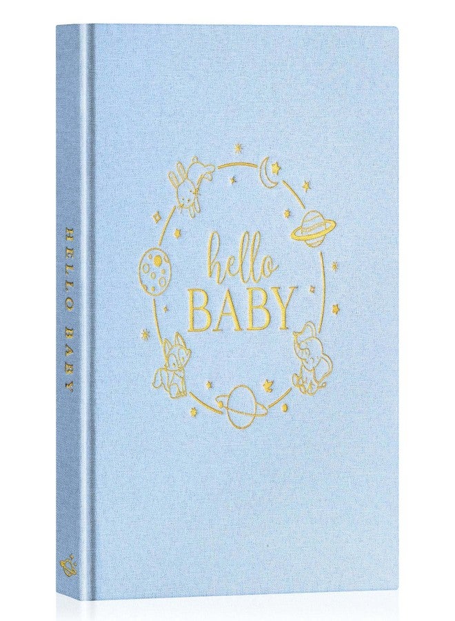 Lanpn Hello Baby Memory Book for Boy Girl - Linen Hardcover Baby Book Keepsake for New Parents - Newborn Baby First 5 Year Journal Scrapbook Photo Album Baby Milestone Book (Blue, 154 Pages) - Image 1